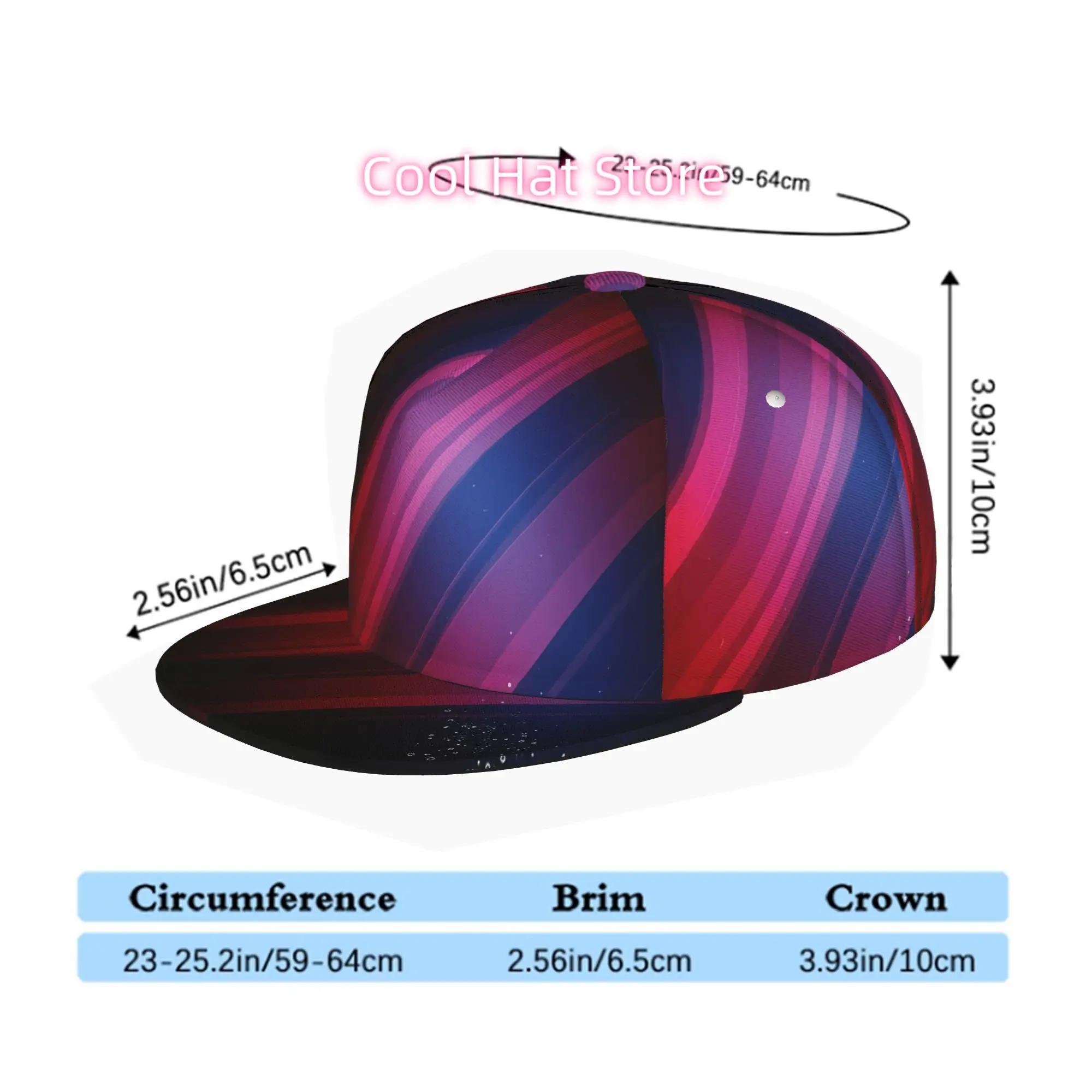 Men' & Women' Abstract Red & Blue Line Snapback Trucker Hat - Adjustable Flat Brim Baseball Cap with Soft Suitable for Skateboar