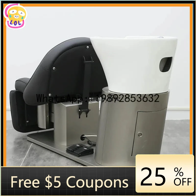 AB  02Japanese-style electric lift barber shop semi-lying flush bed for high-end hair salons