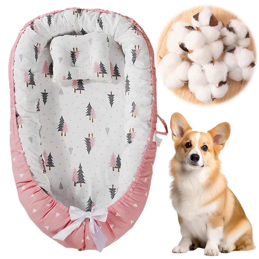 

Plush Kennel Removable Cat Dog Mat with Pillow Washable Soft Cloth Dog Kennel Comfortable Pet Sleeping Bed Sofa