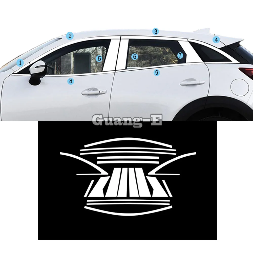 

Car Body Stainless Steel Glass Window Garnish Pillar Middle Column Strip Trim For Mazda CX3 CX-3 2017 2018 2019 2020 2021