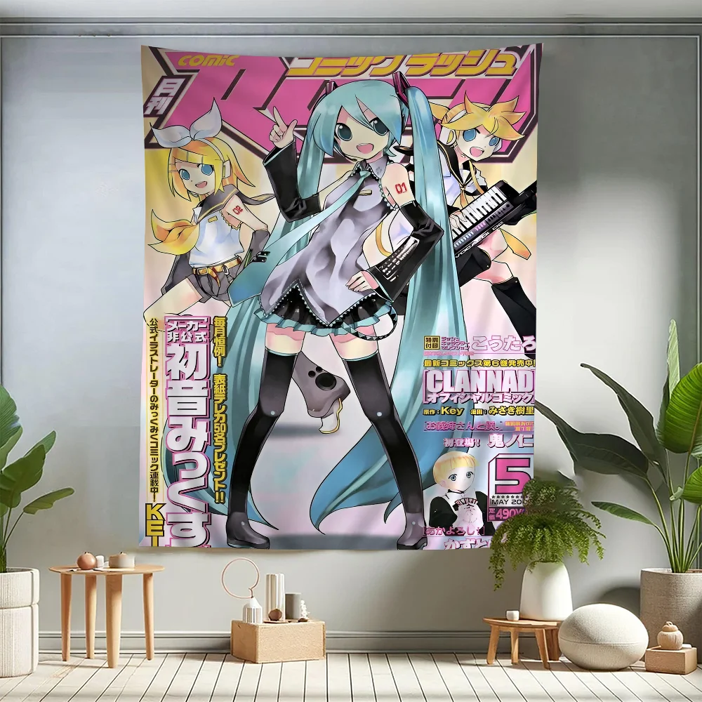 Virtual Idol H-Hatsunes M-MikU Tapestry Art Printing Japanese Wall Tapestry Anime Wall Hanging Home Decor