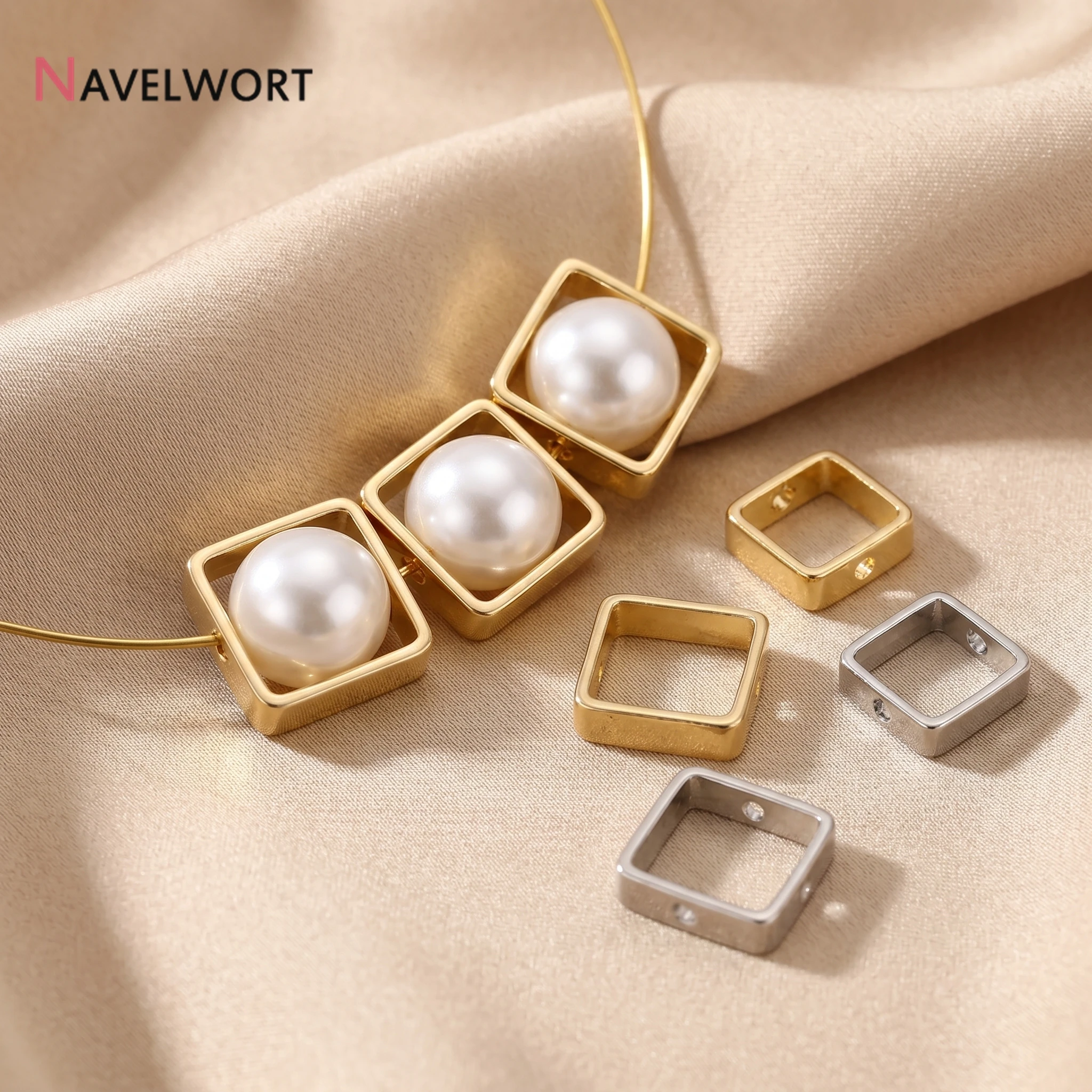 10/20/30Pcs 14K Gold Plated Bead Frame, Square Frame DIY Bracelet Necklace Making Accessories, Supplies for Jewelry Making