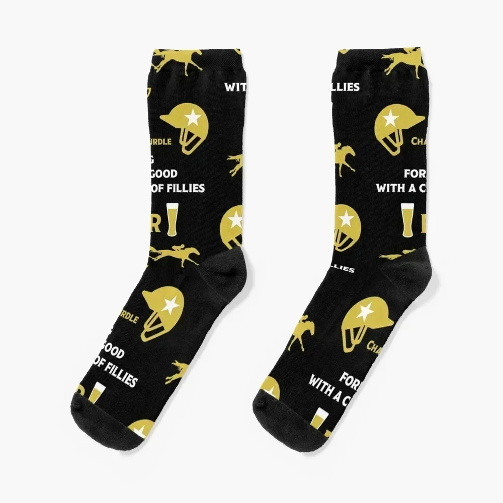 

Funny Cheltenham Gold Horse Race March - Funny Horse Race Gifts - Race Cup Day - Racing And Beer Socks happy Socks Women's Men's