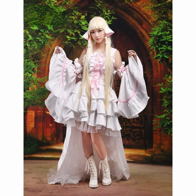 Anime Chobits Chii White Lolita Dress Halloween Cosplay Costume