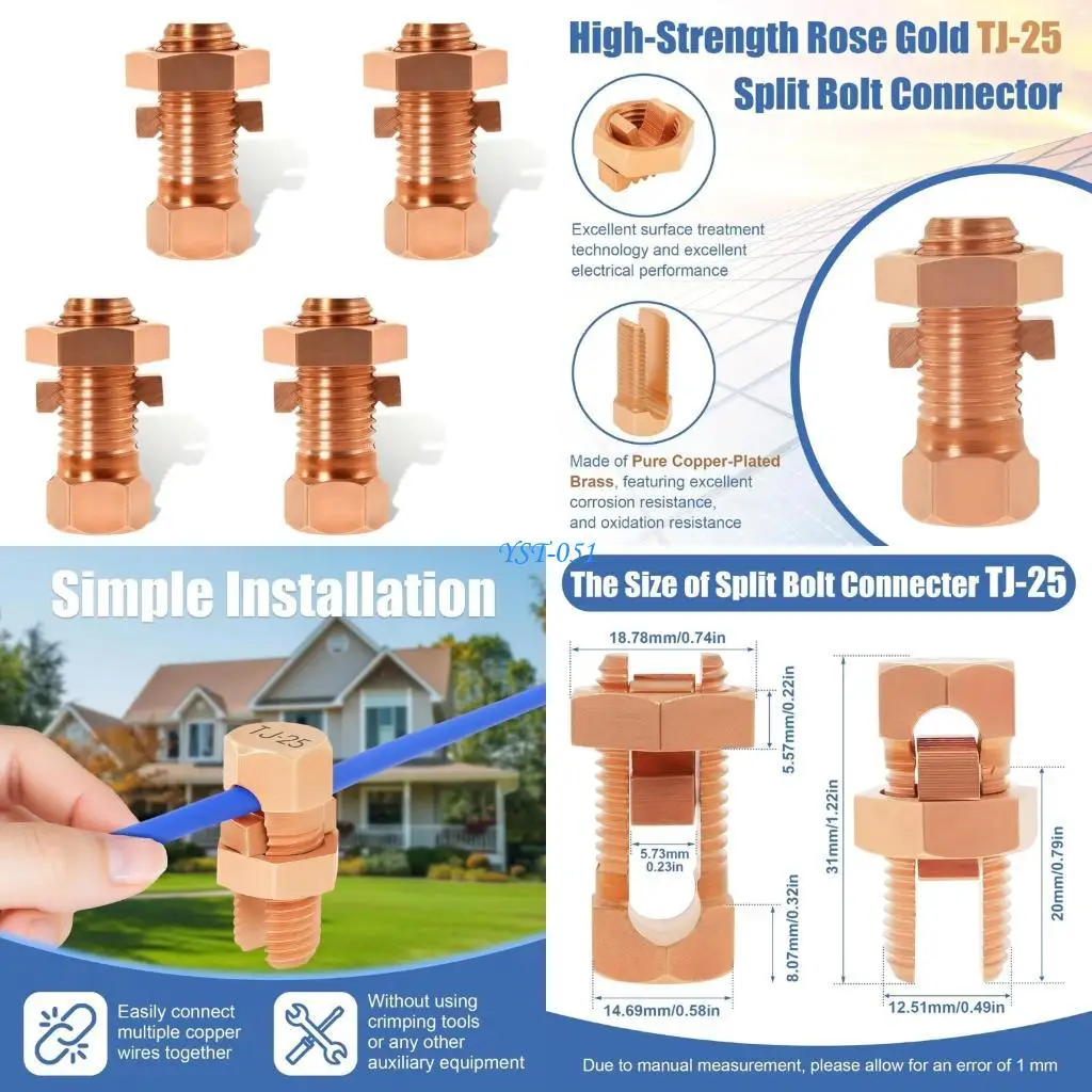 

E15A 4pack High Performances Bolt Clamps For Wire Size 4 To 8 AWG In Various Environmental Setting
