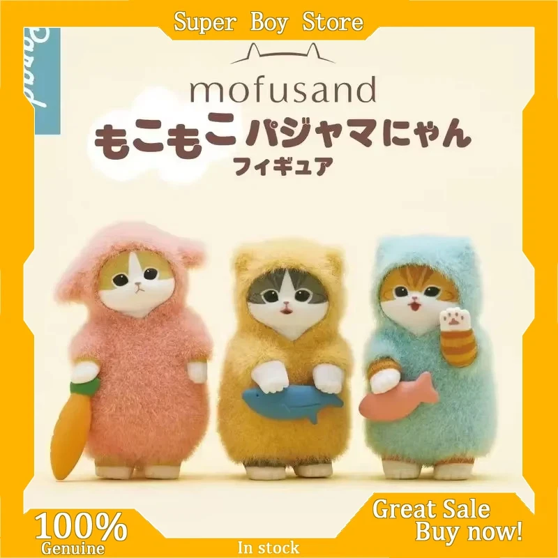 

New Kawaii Mofusand Gacha Flocking Toys Shark Cat Surprised Box Toy Ornaments Kids Birthday Christmas Child Girl Gift Genuine