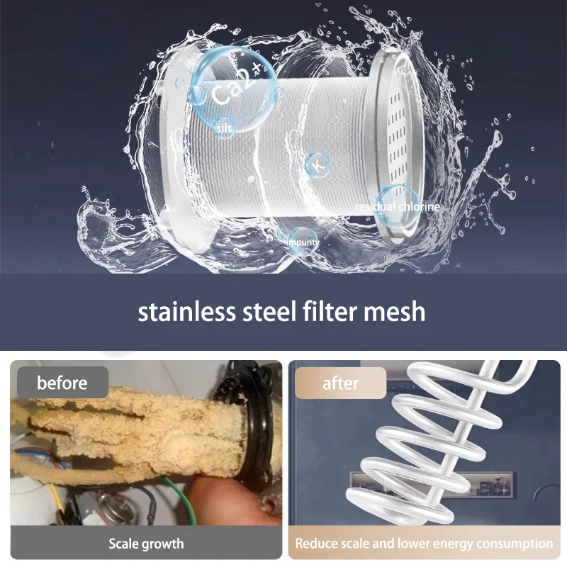 Household 316 Stainless Steel Water Pre‑filter Reusable Filter Screen Anti‑scale Water Purifier For Water Heater