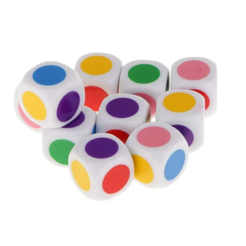 10 Stuks 16Mm Multicolor Acryl Kubus Dobbelstenen Kralen Zes Zijden Kleur Dobbelstenen Draagbaar Tafelspellen Speelgoed