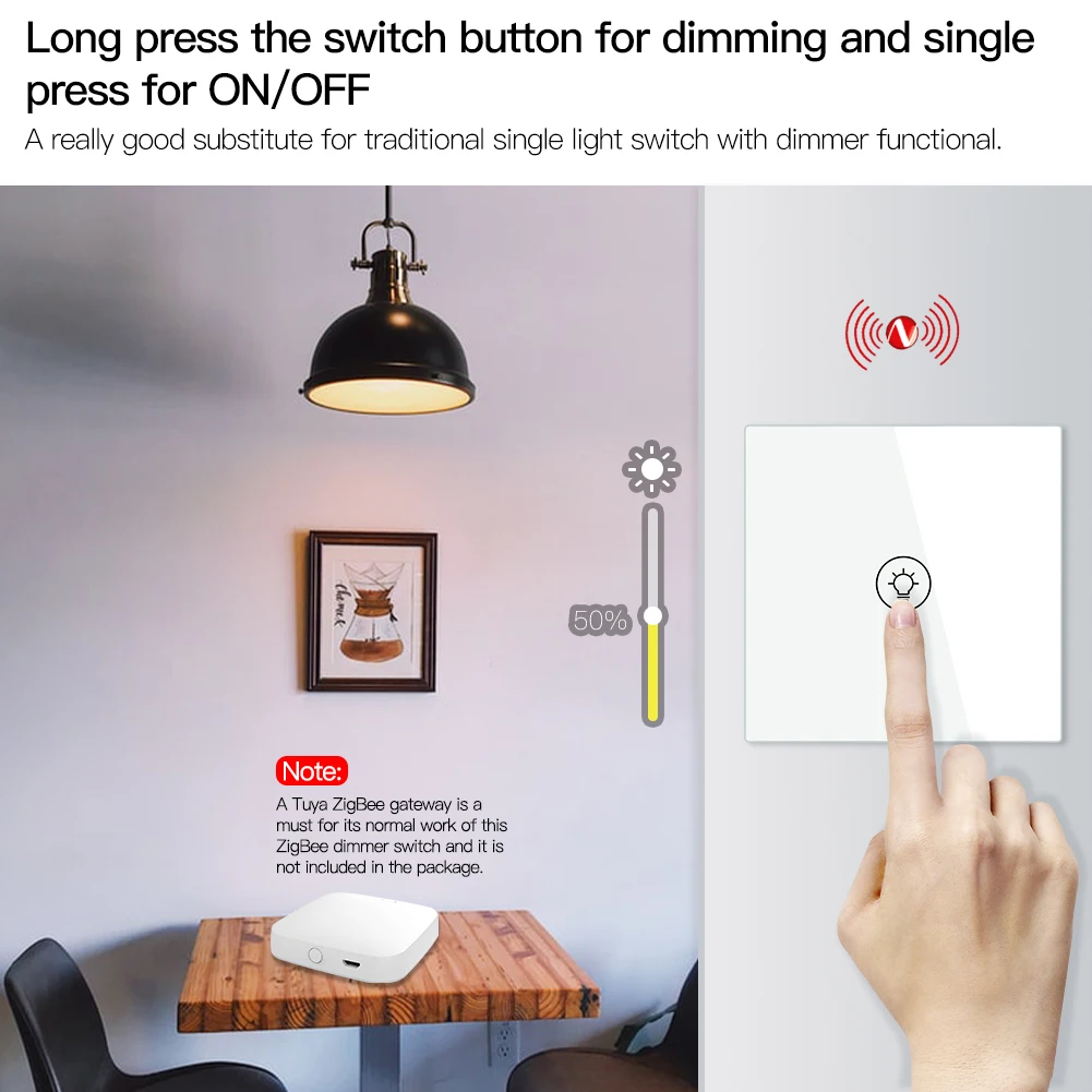 Tuya EU ZigBee Light Dimmer Switch Smart 1/2/3 Gang Brightness Adjust Controller Smart Life App Alexa Google Home Voice Control