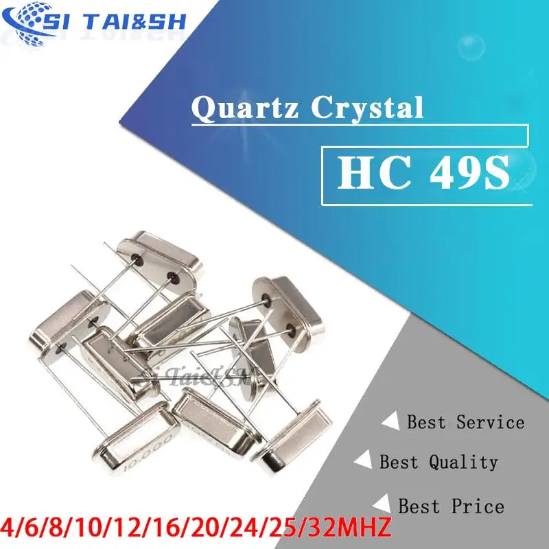 10PCS 4Mhz 6Mhz 8Mhz 12Mhz 16Mhz 20Mhz 24Mhz  32.768K 2*6  32.768K 3*8  Quartz Crystal Resonator Passive Oscillator HC 49S