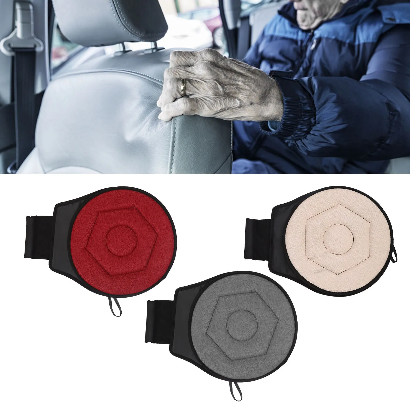 وسادة سيارة مستديرة تدور 360 درجة على شكل هندسي معيني وسادة مقاعد دوارة محمولة لكبار السن وسادة دوارة