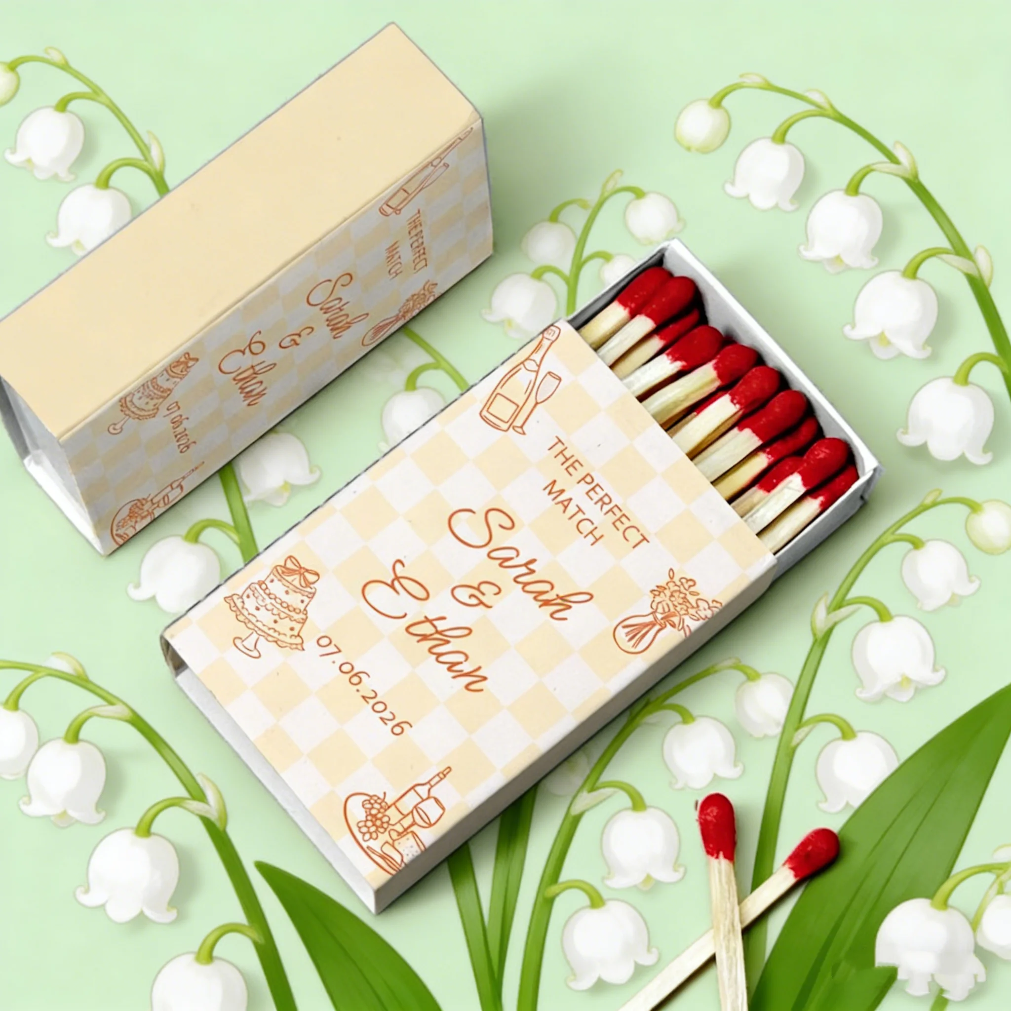 personalized-gingham-wedding-matchboxes-the-perfect-match-custom-favors-for-guests-retro-bridal-shower-decor
