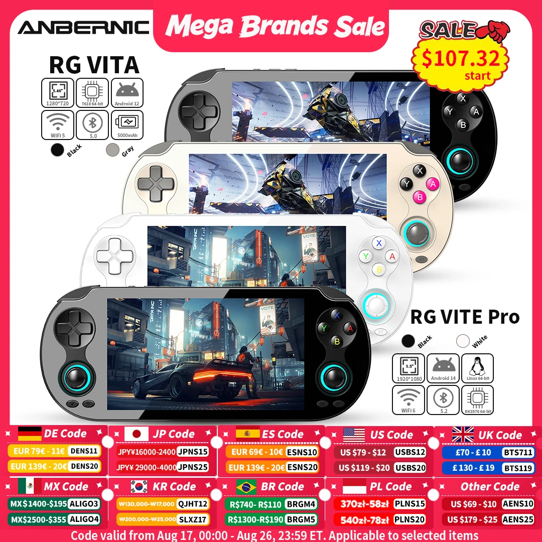Console de Jogos Portátil Anbernic RG VITA / RG VITA Pro com Tela Touchscreen IPS e Bateria de 5000mAh, Suporta Streaming AI RixelHK