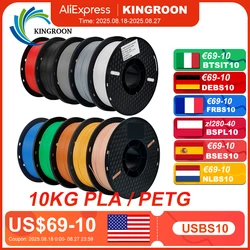 KINGROON 22LBS PETG or PLA filament 3D Printer Filament 10 Rolls 1KG 1.75MM Eco-Friendly Good Toughness Mix Color Free Shipping