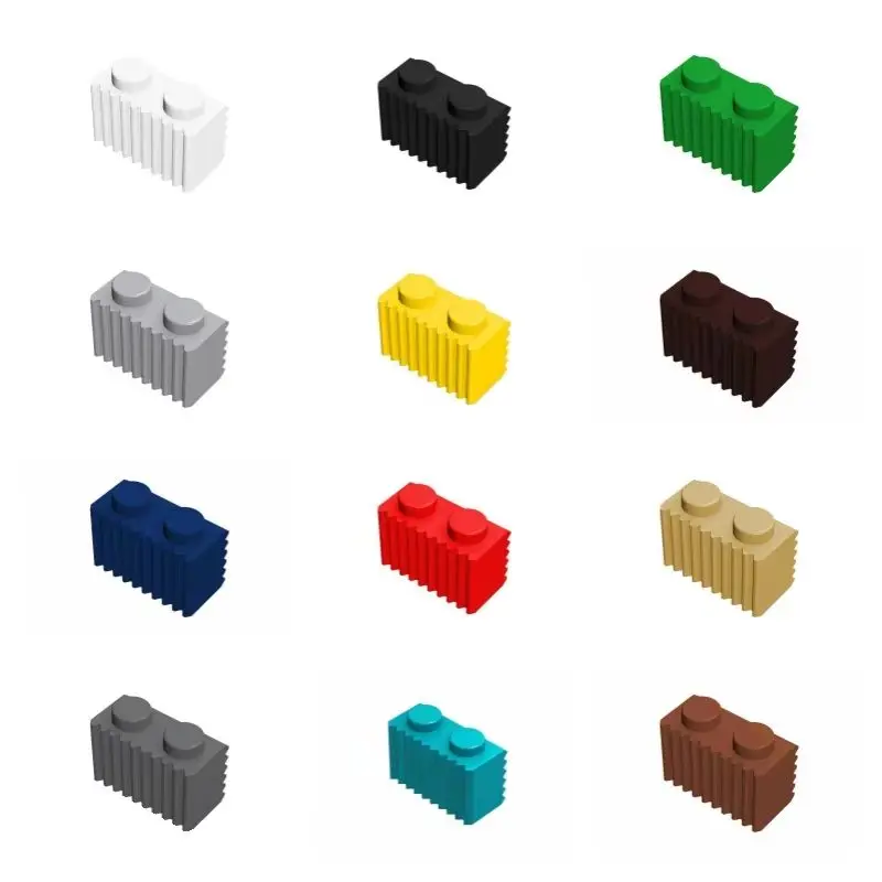 100pcs 2877 Modified 1 x 2 with Grille Fluted Bricks Collections Bulk Modular GBC For Technical MOC DIY Building Blocks Toys