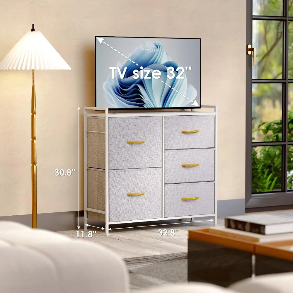 خزانة رومون لغرفة النوم والتخزين ومنظمون للخزانة مع 5 أدراج وخزانة قماش صغيرة وصناديق ذات أدراج للأطفال #3