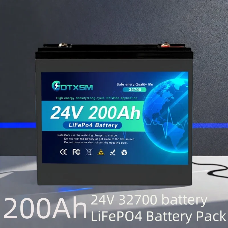 

New 32700 24v 200Ah Phosphate Battery LiFePO4 Built-in BMS LiFePO4 Battery for Solar Power System RV House Trolling Motor
