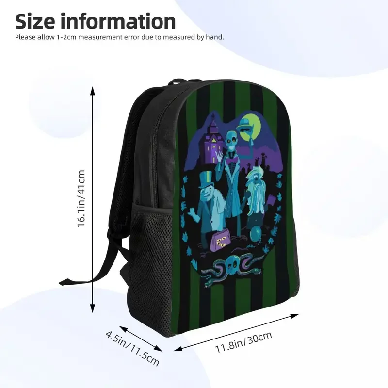 Custom Haunted Mansion Backpacks Men Women Casual Bookbag for College School Halloween Ghost Bags