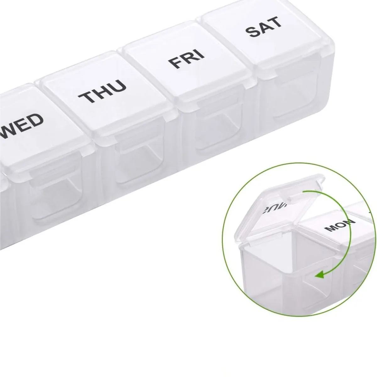 2 stücke 7 Tage Wöchentlich Pillbox Tablet Halter Medizin Lagerung Fall Medikament Container Pille Veranstalter Wöchentliche Kapsel Pille Box Organizer – Detail 9