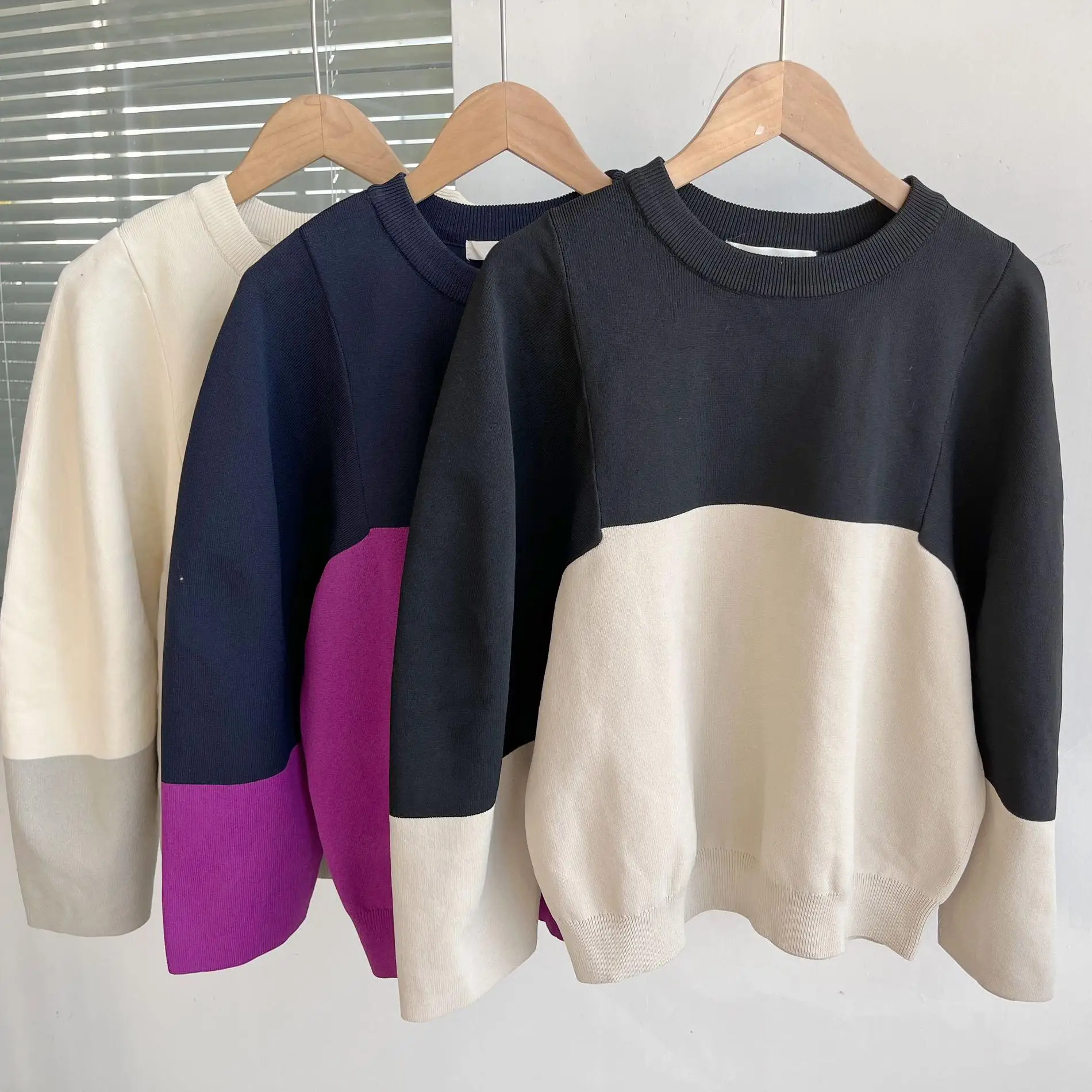 

Корейский вязаный свитер Sle Long Sve, свободный круглый топ для женщин, осенне-зимний утягивающий универсальный H