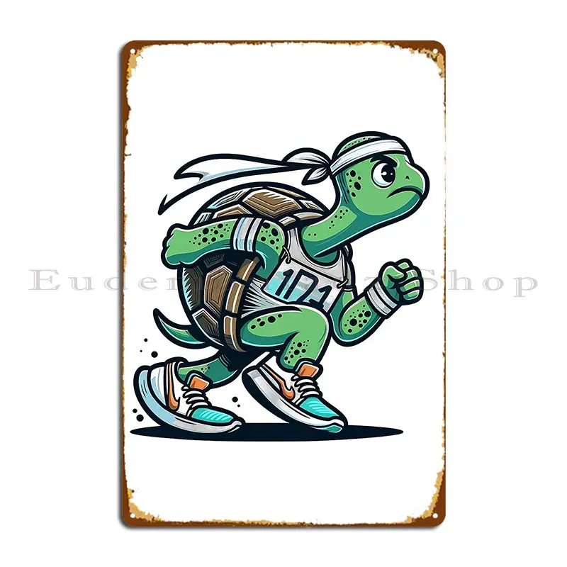 Marathon Turtle Slow And Steady Wins Metal Plaque Poster Character Painting Custom Pub Club Tin Sign Poster