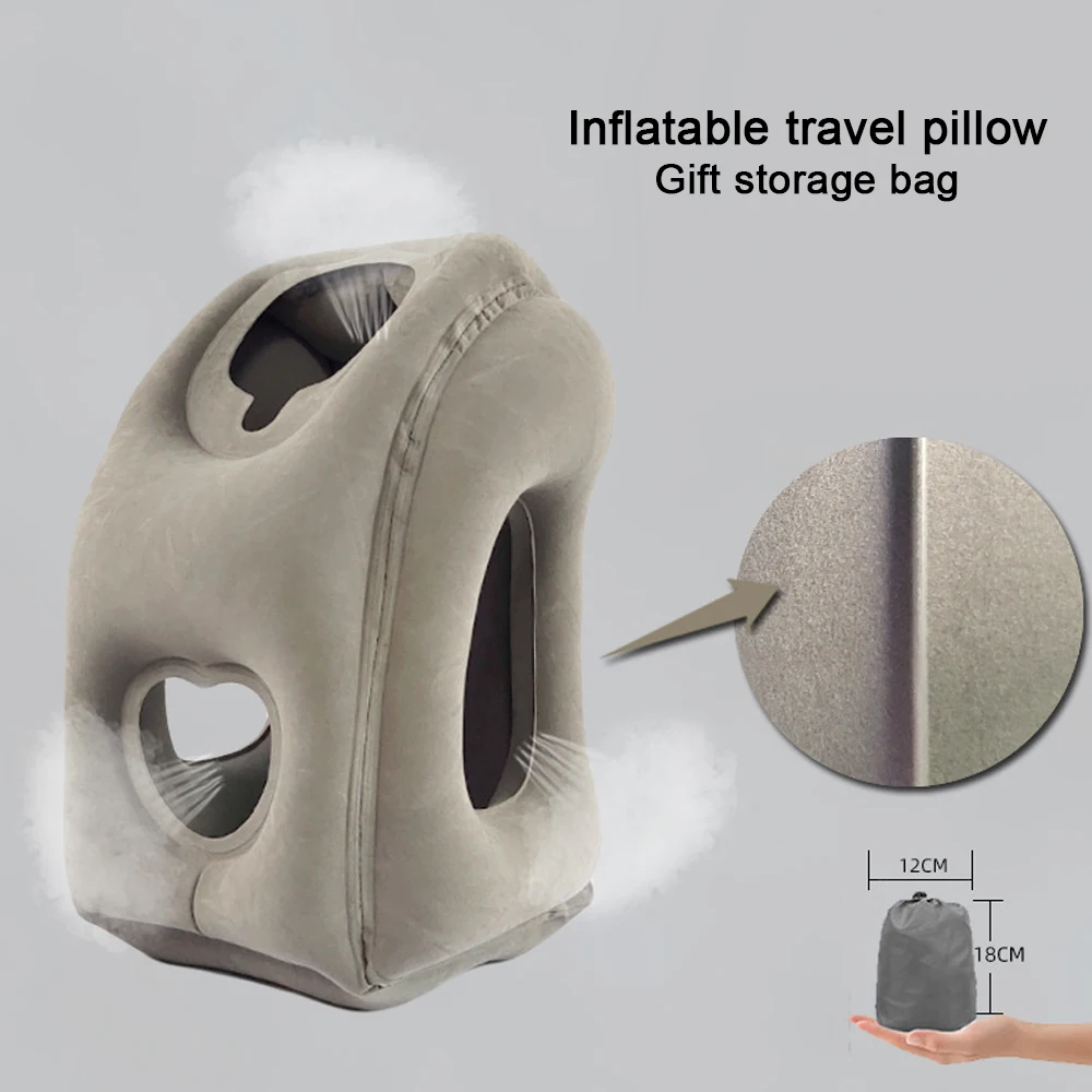 Portable Inflatable Travel Pillow Neck Support for Office Sleepouts Outdoor Camping F2 Naps Airplane Flights Train