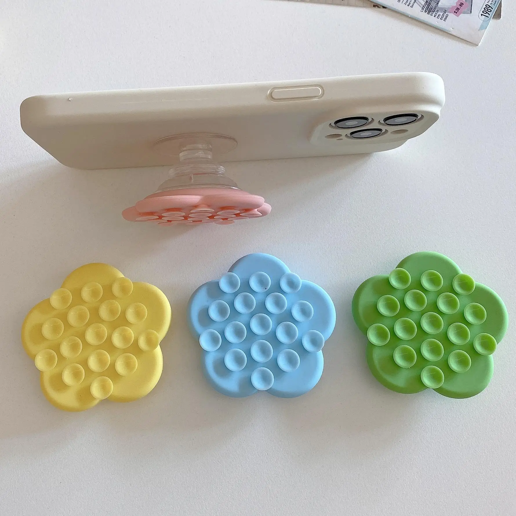 

Colorful Flower Airbag Phone Holders Rubber Sticker soporte para celular Mobile Wall Holder Desk Support