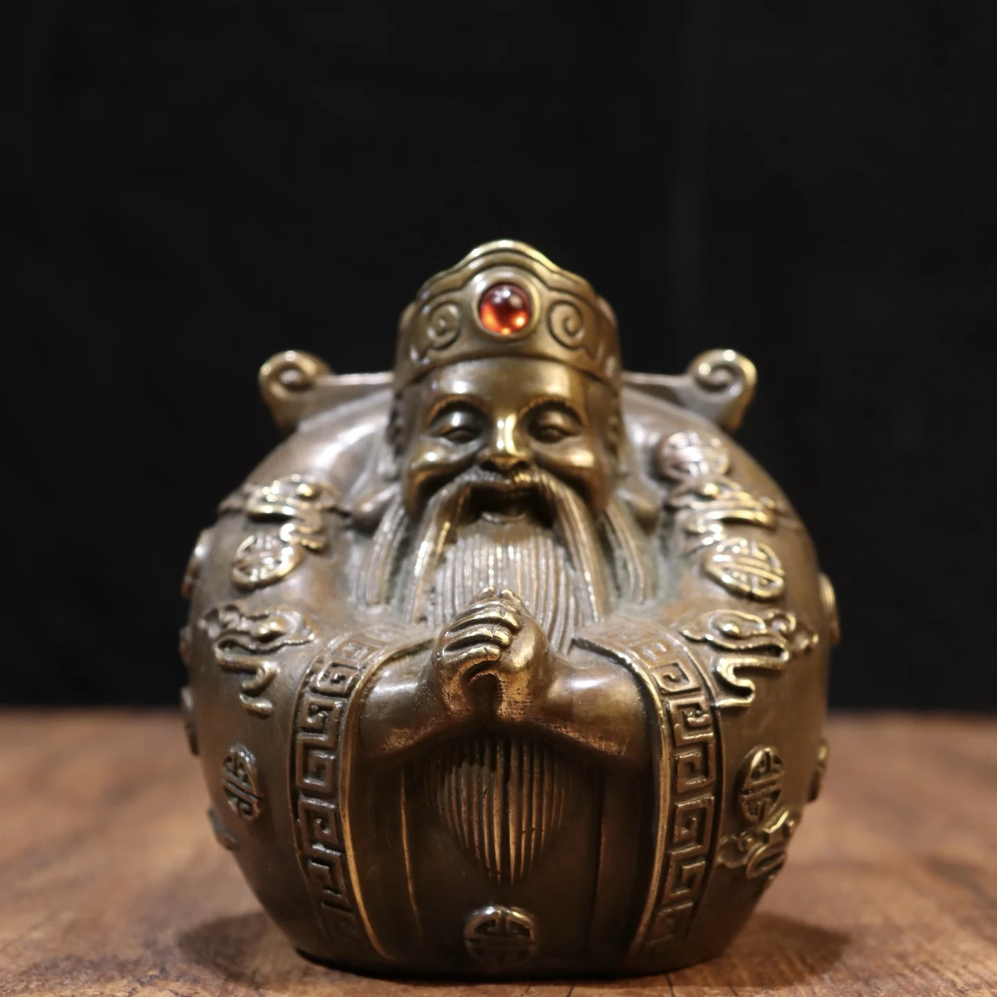Old Brass Yuanbao coin texture Wishing you prosperity God of Wealth immortal Wenfang screen Amass wealth Ornaments