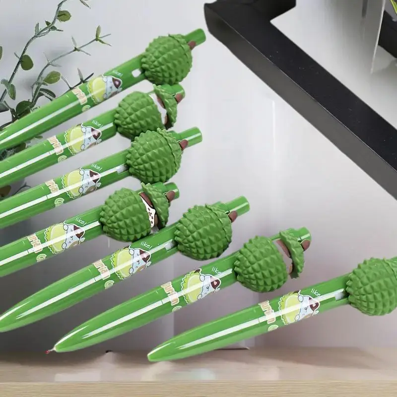 ปากกาเจลลายแมว Kawaii Durian กดเพื่อดูลาย น่ารัก ขนาด 0.5 มม. หมึกดำ ปากกาเซ็นชื่อ เครื่องเขียน ของขวัญ อุปกรณ์เขียน