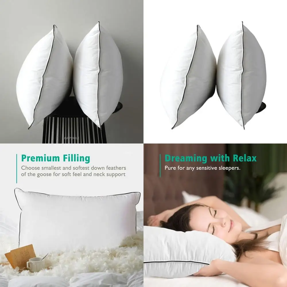 

Набор из 2 стандартных подушек из органического хлопка с 3-секционным наполнителем из пера и пуха и полиэстеровой обшивкой, 20x26