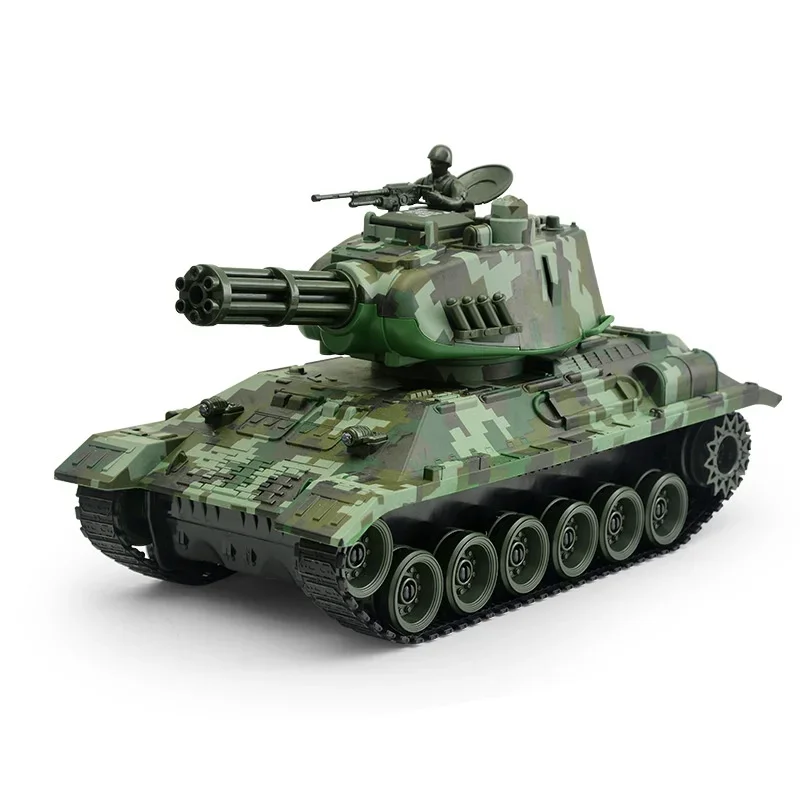 Tanque con Control remoto con seguimiento transfronterizo, simulación de luz de batalla, rociador de agua de disparo, rueda colgante, regalo para niño, regalo de Año Nuevo