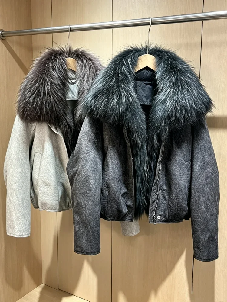 OFTBUY Thick Warm Puffer Coat Women Large Real Natural Raccoon Fur Clothing New 90% White Duck Down Jacket Fashion Female Parkas