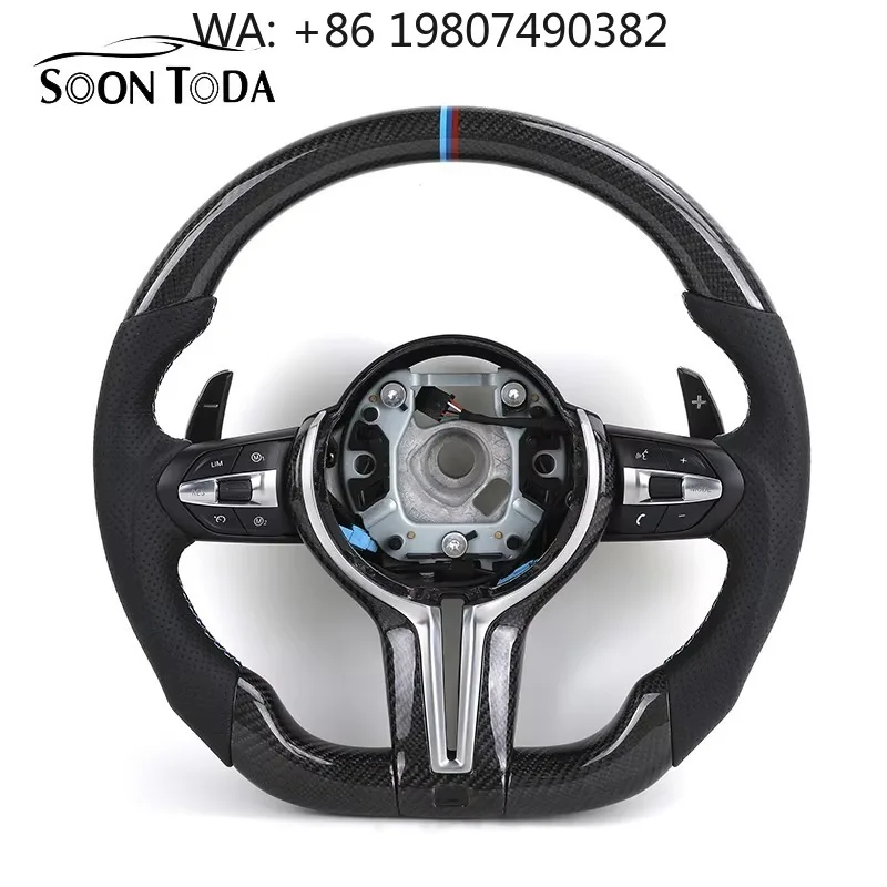 

Premium Custom Refit Components, Blue Decor Strip Carbon Fiber Sport Steering Wheel Fit Multi Generation Chassis Car Interior Up