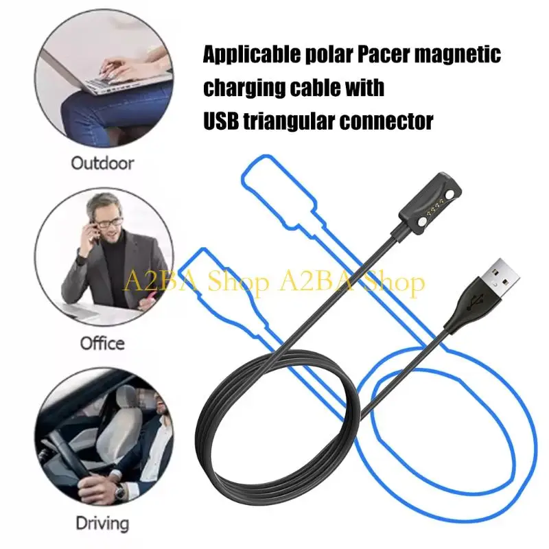 

A2BA Travel USB Cable Fast Power Transfer Secure Attachment for Pacer Intelligent Watch Black