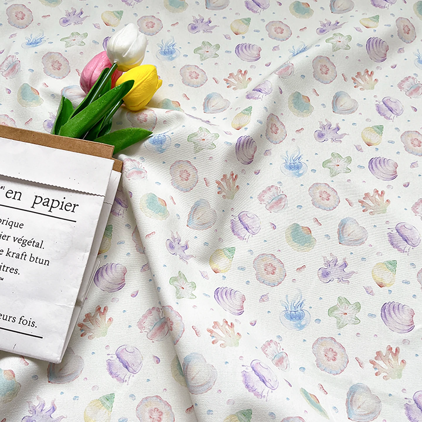 

Ткань из хлопка с цифровой печатью «Морские животные» для сумок, жилетов, шириной 5 метров, плотность 8 унций, с губчатой подкладкой, ручная работа, DIY