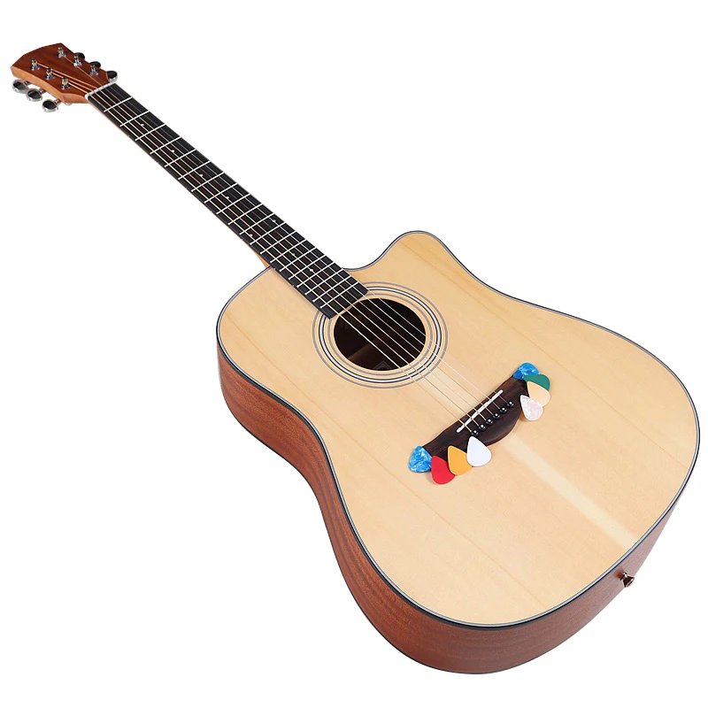 Natural Color Acoustic Guitar with Spruce Top Back and SideMatte Finish Cutaway Design Guitar 6 Strings 41 Inch