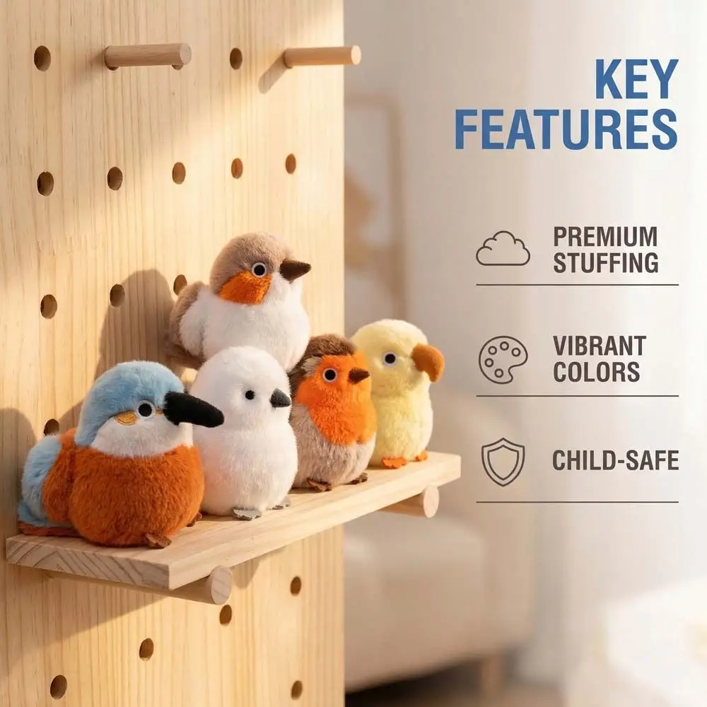 

Пушистая птица из мягкого материала с ярким дизайном, реалистичным внешним видом, 11 см, интерактивная мягкая игрушка-птица