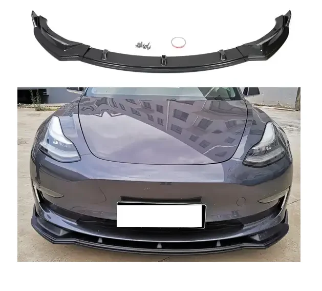 Good look design ABS glossy carbon  Auto part front splittle for for te sla model 3 front bumper lip