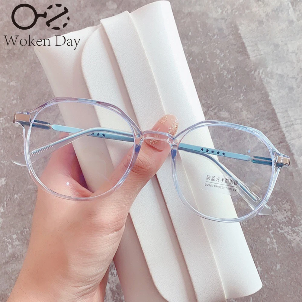 1PC New Women Anti Blue Light Eyewear Reading Glasses Transparent Frame Fashionable Optical Spectacle Multi-sided Eyeglass