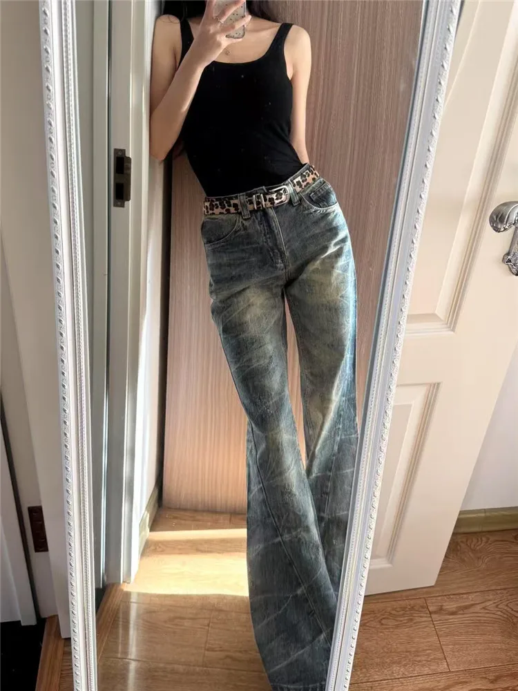 

American Vibe Extended Length Low Waist Flared Jeans Women's Spring Loose Slimming Vintage Floor-Length Pants