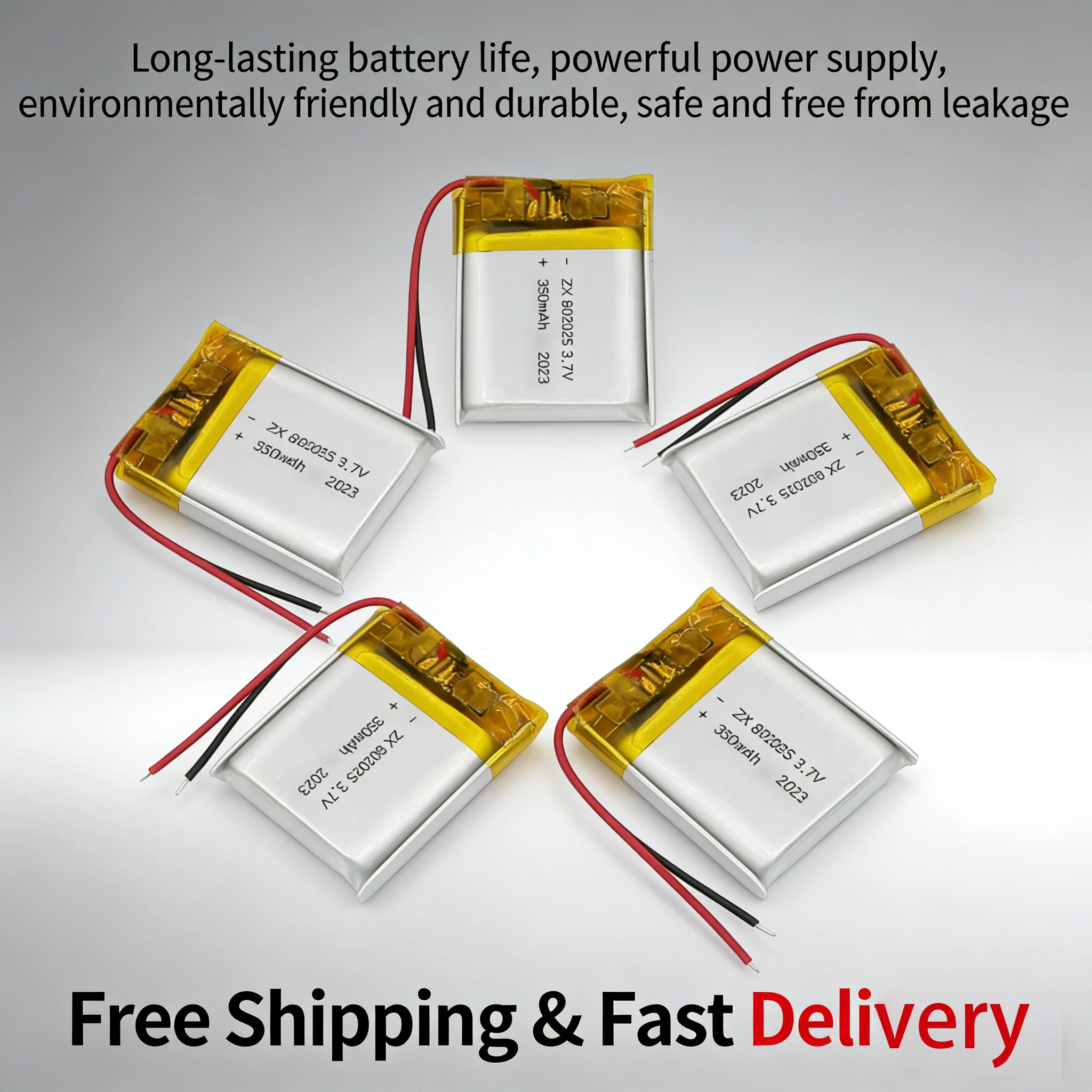 

802025 3.7V 350mAh Lithium Polymer Rechargeable Battery,High Capacity Lipo Cell for Smart Watch,Fitness Tracker,Wireless Headset
