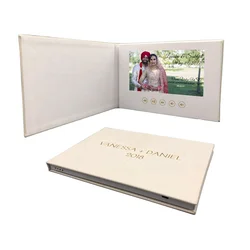 Custom. Custom Linen Material inch 10 inch IPS Screen Digital Card Video Brochure Wedding Motion Video Book