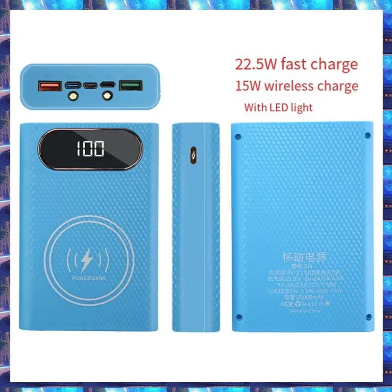 

2025 Wireless DIY Shell 21700 Battery Storage Box Quick Charge 22.5W Detachable Power Bank Case Without Battery,Wireless DIY She