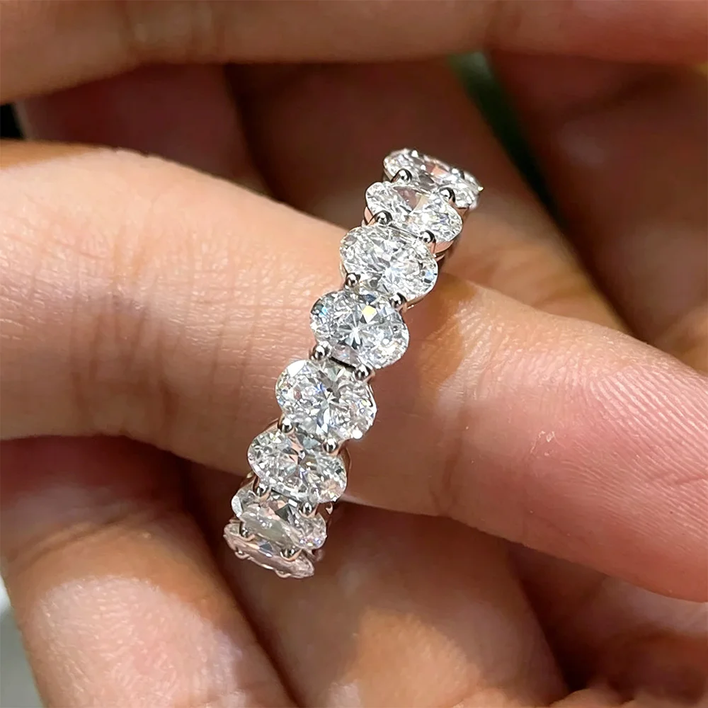 COSYA 1CT 5*7mm Oval Cut Moissanite Ring for Women 100% S925 Silver Eternity Wedding Band Pass Diamond Test Fine Jewelry Gift