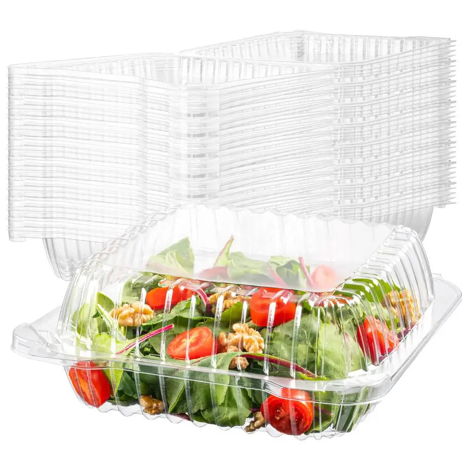 

Clear Plastic Containers, 8 X 8 X 3 Hinged Lid Togo Clamshell Food Containers for Food, Strawberry Boxes, Bakery Supplies, Cake,