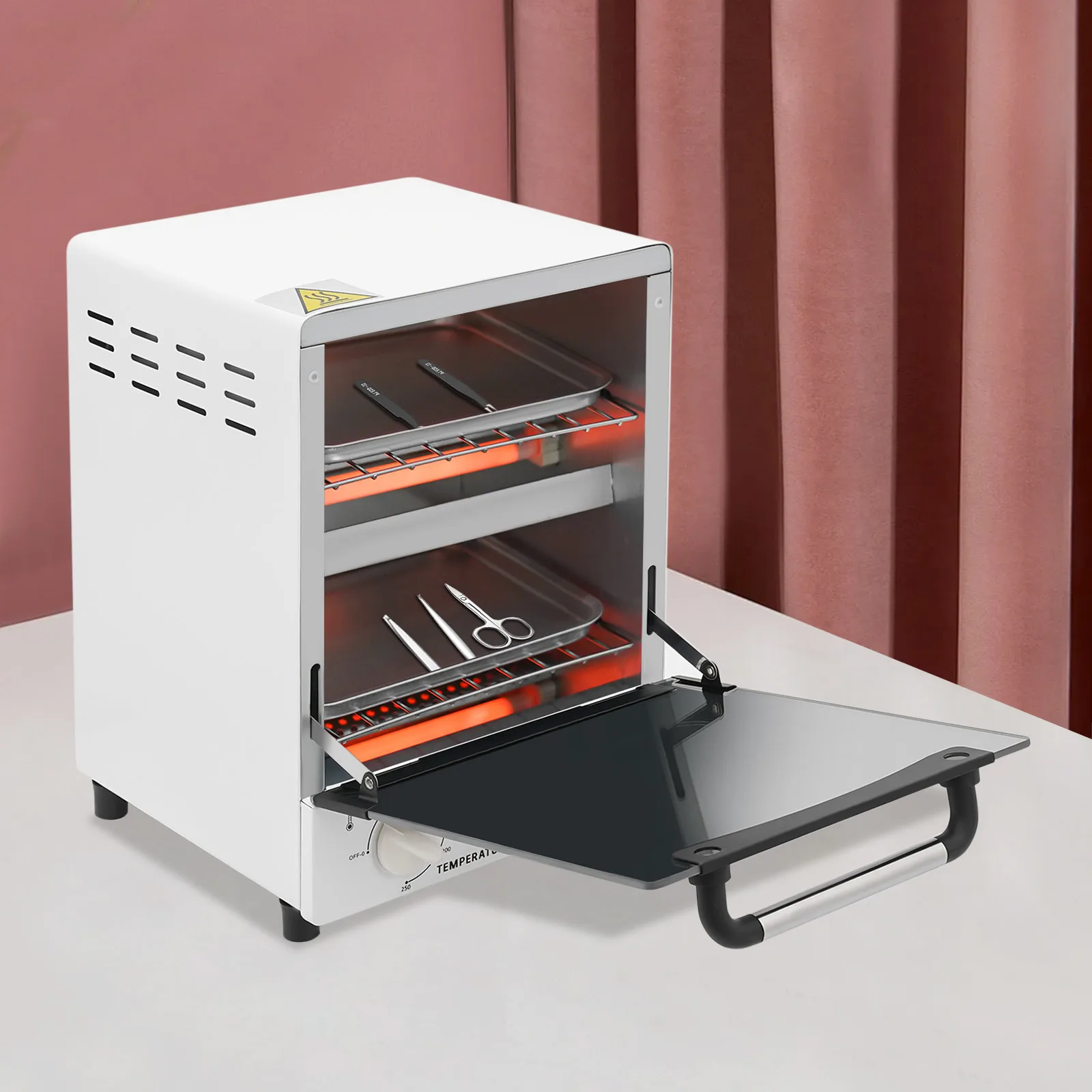 Esterilizador de 1000W para herramientas para uñas, rango de temperatura del gabinete del esterilizador de alta temperatura multifunción de 12L 0-250 ℃