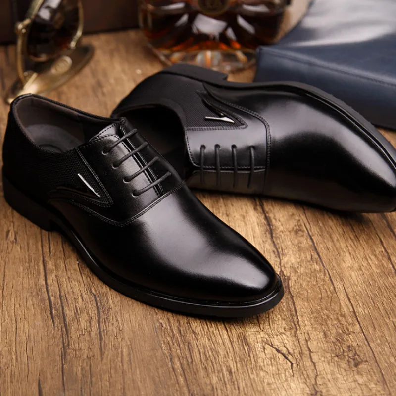 Men Fashion solid Color Lace Up Casual Business Shoes Non Slip Formal Office Event Shoes For Men