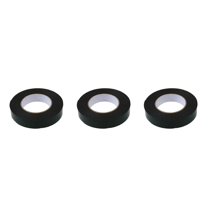 

3X Black Super Strong Permanent Double Sided Self Adhesive Foam Car Trim Body Tape Width:25Mm