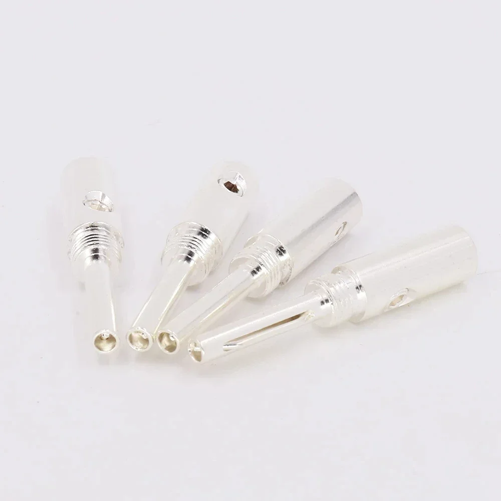 4/8Pcs Silver Plated Banana Plug Audio Adapter Professional HIFI Wire Connector for Audio Cable