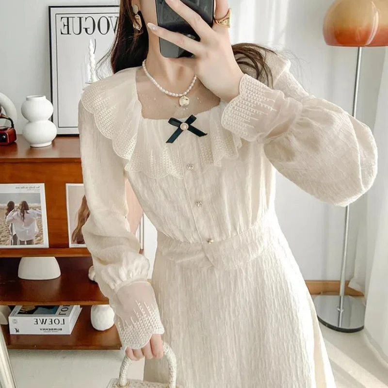 College Style French Gentle Style Lace Dress Women's Collar Fairy Dress